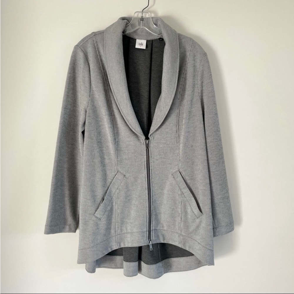 CAbi #5300 Drop Off grey knit stripe jacket